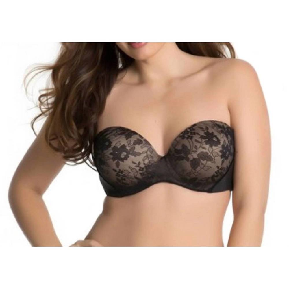 NEW CURVY COUTURE strapless sensation multi-way push-up bra in black